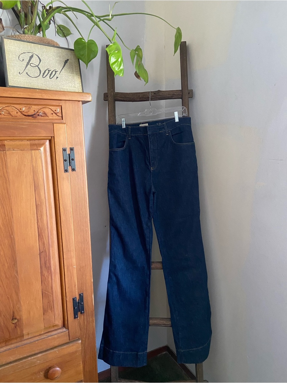 Pilcro Women's Dark Blue Wide-Leg Jeans